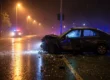 car accident on wet street