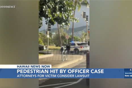 pedestrian hit by officer - still image of video from Hawaii News Now
